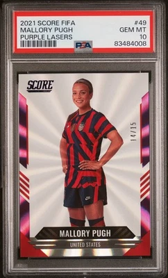 2021 Panini Score FIFA Mallory Pugh Swanson USWNT #49 Purple Lasers 14/15 PSA 10 - Image 1 of 2