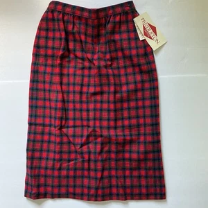 Vintage Pendleton Rock Größe 6 zierlich rot kariert 100 % Wolle Bleistiftrock Vorbereitung Herbst neu mit Etikett - Bild 1 von 9