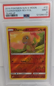 2019 Pokemon Sun & Moon Team Up #12 charmander Rev. Foil PSA 9 MINT - Picture 1 of 2
