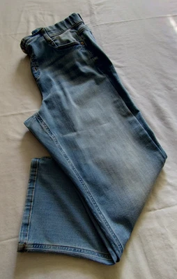 Pantalones de mezclilla J JILL lavado claro "tiro alto pierna recta CROP" talla 14P (entrepierna de 23 pulgadas) Foto 1 de 4