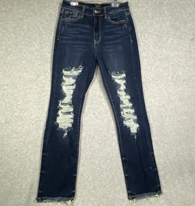 Judy Blue Jeans Womens 5/27 Straight Fit Dark Wash Mid Rise Stretch Denim Pants - Picture 1 of 12