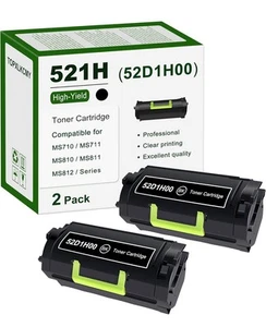 Toner Cartridge 521H 52D1H00 High Yield Black for Lexmark MS710n MS710dn MS711dn - Picture 1 of 5