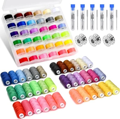 125 Pcs Sewing Thread Kit with 36 Colors Spools, Bobbins & Needles Set - Image 1 of 4