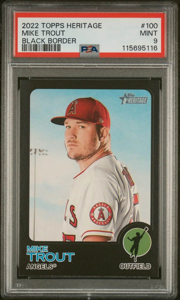 2022 Topps Heritage #100 Mike Trout Black Border - PSA 9 - Image 1 of 2