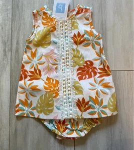 New! Bella Bliss Tropical Leaf Print Polly Top and Bloomer Set, size 24 months - Picture 1 of 12