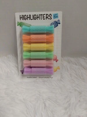 Paquete de 6 resaltadores novedosos en forma de caramelo colores pastel, cincel y punta de bala Foto 1 de 3