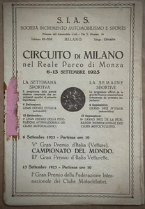 S.I.A.S.-CIRCUITO DI MILANO-Original Klappbroschüre -6./13. Sept. 1925 - Bild 1 von 4