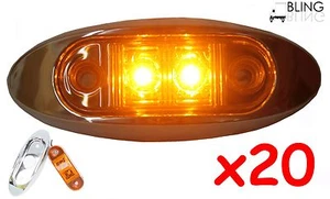 20 Amber w Bezel Clearance Side Marker Surface Mount 2" LED Light Oval Oblong - Bild 1 von 5