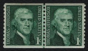 #1299 1c Thomas Jefferson, Coil Line Pair [30] Mint **ANY 5=FREE SHIPPING** - Picture 1 of 1