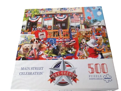 Main Street Celebration 500 Puzzle Brand New Buffalo Games Old Glory - Image 1 of 2