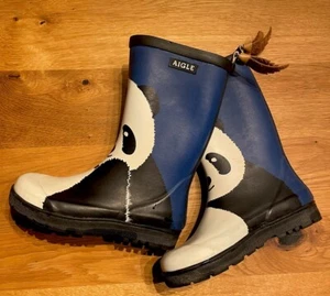 AIGLE Kindergummistiefel Gummistiefel Gr. 27 blau mit Panda Naturkautschuk - Bild 1 von 5