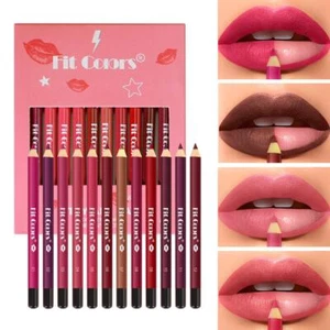 12 Farben Schattierungen von Matte Lip Liner Set Erstellen Sie eine zarte Lippenkontur 6 B YHU - Bild 1 von 14