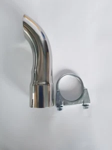 Abrazadera de 2,25" 57 mm pulgadas rizada hacia abajo punta de tubo de escape universal acero inoxidable - Imagen 1 de 4