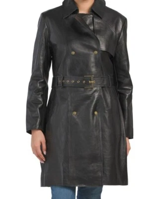 Rebecca Minkoff  Genuine Leather Trench Coat Black S;NWT - Image 1 of 4
