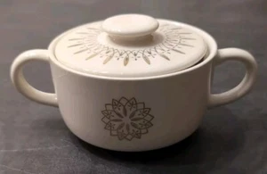 Mid Century Modern Zuckerdose mit goldenem Sternenmuster zur Kerze umgebaut - unbenutzt - Bild 1 von 3