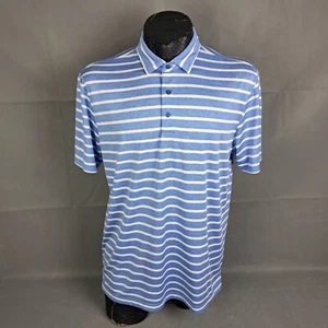 Tiger Woods TGW Men Polo Shirt Sz Large Striped Golf Masters Pullover Blue White - Picture 1 of 14