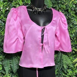 MAISON CLEO Top Women Small French 38 Pink Silk Oversized Blouse AGNES 2499 - Picture 1 of 6
