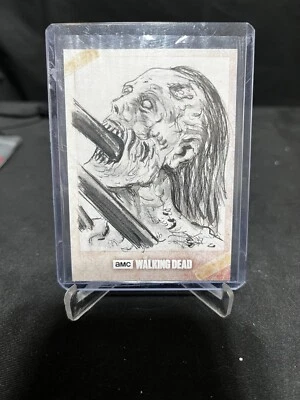 2017 topps the walking dead walker sketch card true 1/1 by neil camera auto - Image 1 of 2