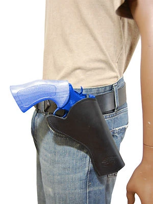 NUEVA Funda para pistola Barsony de cuero negro con dibujo cruzado para revólveres Taurus Uberti de 4" Foto 1 de 4