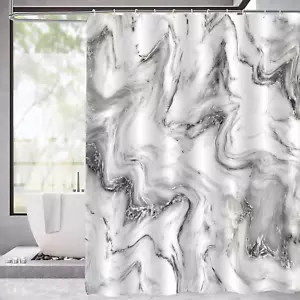 Grey Marble Shower Curtain Set Abstract Modern Shower Curtain for Bathroom Decor - Picture 1 of 12