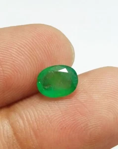1.14 Ct Natural Oval Cut AAA Green Zambian Emerald Top Quality Untreated 8x6 MM - Picture 1 of 12