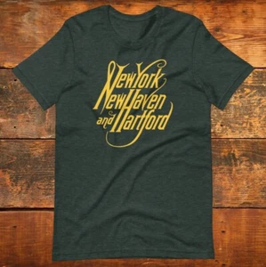 NEW HAVEN RAILROAD 1872 SCRIPT LOGO ADULT UNISEX T-SHIRT NEW YORK HARTFORD RARE - Picture 1 of 14