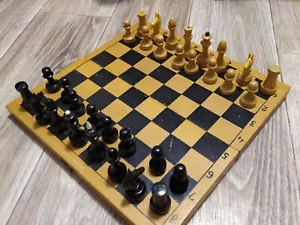 Original Chess Soviet Wooden USSR Antiques - 30 x 30 cm. USSR RARE Vintage - Picture 1 of 12