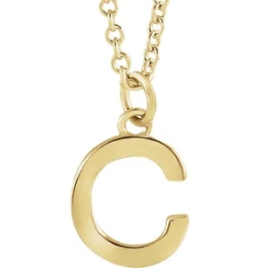 Genuino Oro Amarillo 14K 0.37" Letra C Colgante Colgante 18" Inicial Collar - Imagen 1 de 3