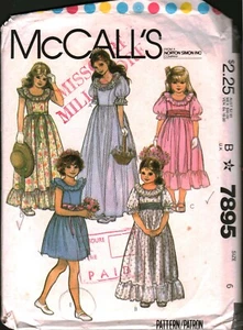 7895 Vintage McCalls SEWING Pattern Girls 1980s Flower Girl Dress Gown Formal 6 - Picture 1 of 2