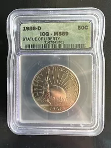 1986D Statue of Liberty Half Dollar ~ Graded MS69 by ICG ~ Beautiful Coin! - Picture 1 of 4