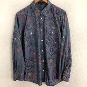 Lauren Ralph Lauren Shirt Womens 2X Paisley Button Up Roll Tab Sleeve Blouse Top - Picture 1 of 8