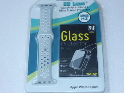 Nuevo 3D Luxe iWatch Correa Deportiva y Protector de Pantalla de Vidrio COMBO PACK SIWH-38 Foto 1 de 4