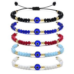 Turkish Luck Evil Eye Bead Protection Bracelet Jewellery Women String Amulet - Picture 1 of 24