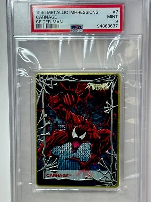 SPIDER-MAN CARNAGE PSA GRADED MINT 9 POP 3 None HIGHER 1996 Metallic IMPRESSIONS - Image 1 of 4