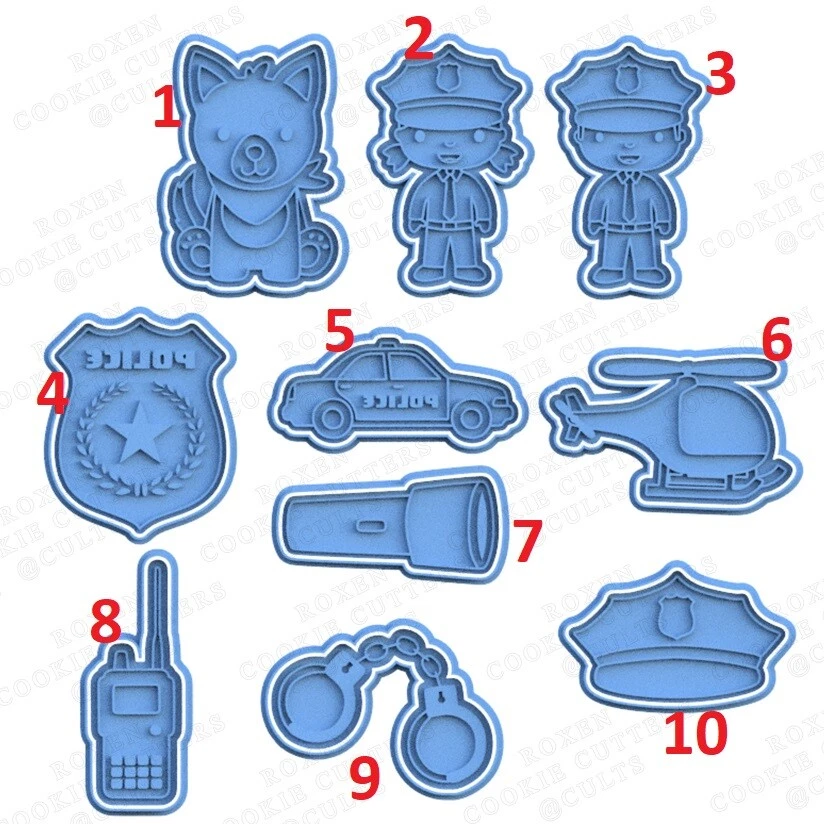 Polizia set 10 pezzi cookie cutter formina tagliabiscotti PDZ - Image 1 of 1