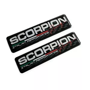 2x Scorpion Racing Italian Chrome 3D Domed Gel Sticker Badges Fits Fiat Abarth - Picture 1 of 2