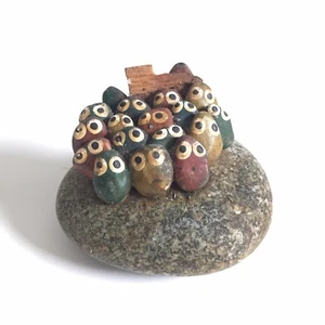 Vintage Paperweight Rock People, Owls - Imagen 1 de 5