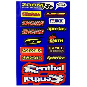 Assorted Stickers Decals 1 Sheet Zoom Kayaba Renthal Camel Supercross UFO MSR - Picture 1 of 2