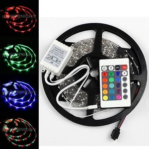 16.4ft 5M 3528 RGB LED Strip Light Non-Waterproof with 24 Key IR Remote Control - Picture 1 of 9