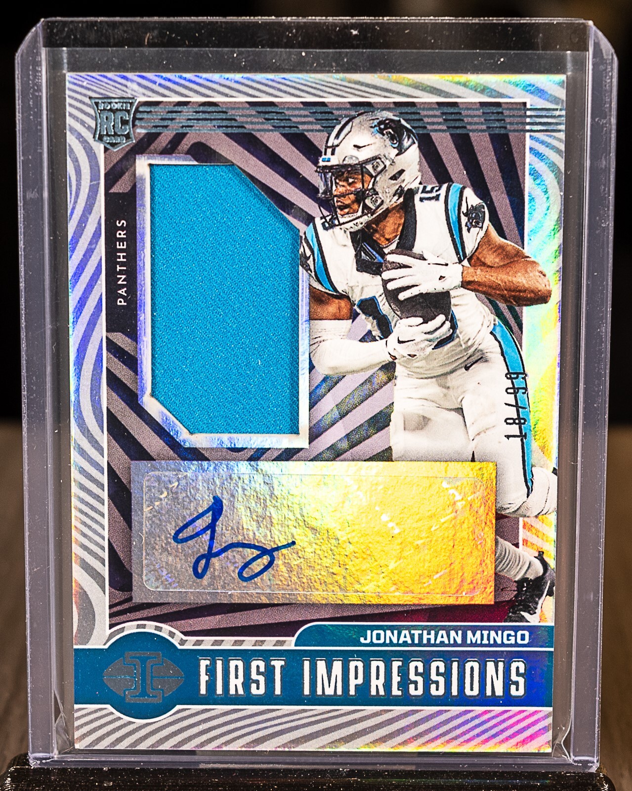 Jonathan Mingo 2023 Panini Illusions First Impressions Blue Jersey Auto RC 18/99