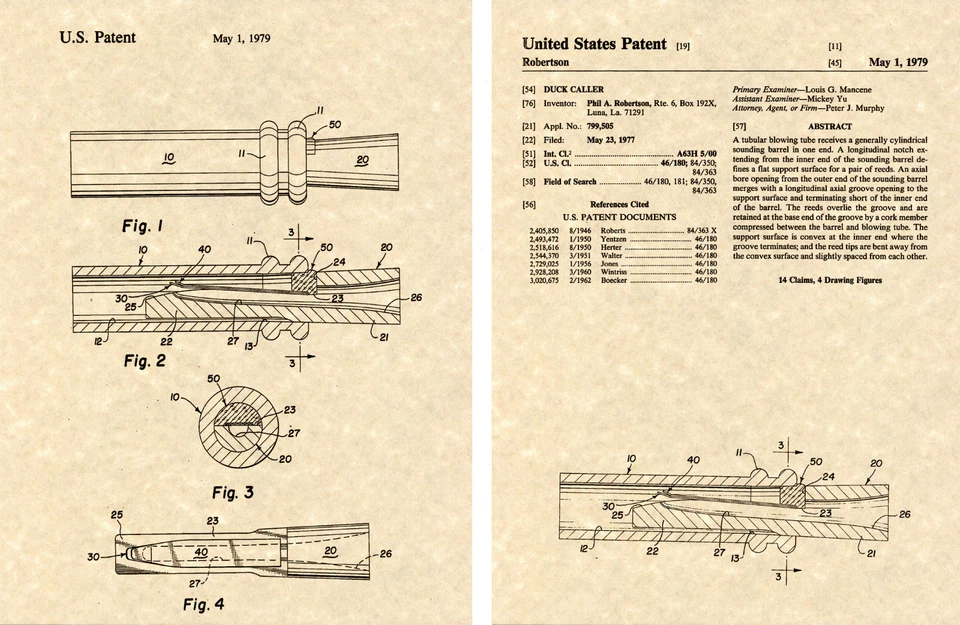 Phil Robertson Duck Call 2 US PATENT Art Print READY TO FRAME!! Willie Dynasty - Image 1 of 1