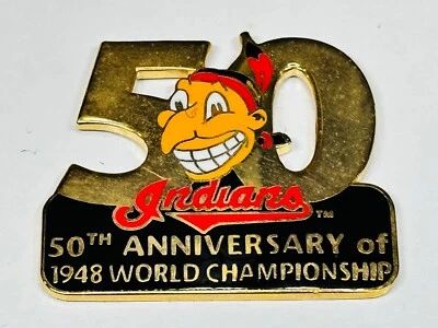 Cleveland Indians 50th Anniversary 1948 World Series Championship Lapel Hat Pin - Image 1 of 2