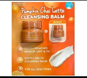 pūrlisse Pumpkin Chai Latte Cleansing Balm 3.4 Oz + Bonus Travel Size 0.4 Oz Jar - Picture 1 of 5