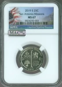 2019-S San Antonio Missions Quarter LOGO NGC MS67 PL MAC Quality ✔️ - Picture 1 of 2