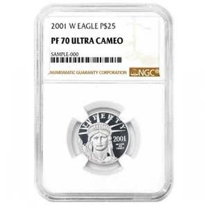2001-W Proof $25 American Platinum Eagle 1/4 oz NGC PF70UC Brown Label - Picture 1 of 2