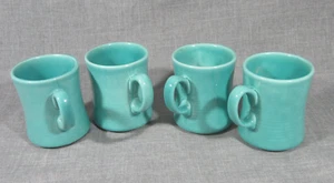 MCM Metlox Colorstax Aqua Set of 4 Coffee Mugs Cups 3 3/4" California - EUC - Picture 1 of 7
