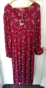 Joe Browns Size 26 Burgundy Cranberry Navy Peach Floral Stretchy Maxi Dress New - Picture 1 of 14