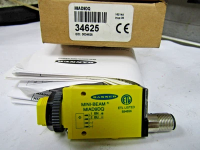 ✌️NEW BANNER MIAD9DQ PHOTOELECTRIC PROXIMITY SENSOR 15VDC MINI BEAM 4 WIRE - Image 1 of 4