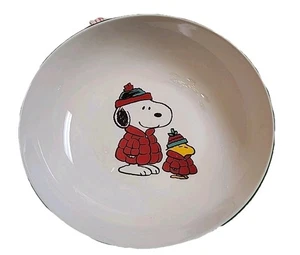 Peanuts Snoopy Woodstock Puffer Jacket 9in Salad Bow Christmas Ceramic - Picture 1 of 2
