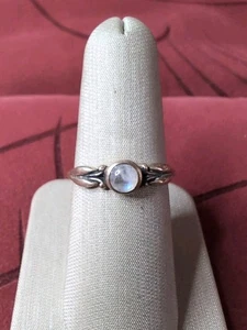 Vintage 925 Sterling Silber ovaler Mondstein Cabochon Ring Größe 7,75 - Bild 1 von 8